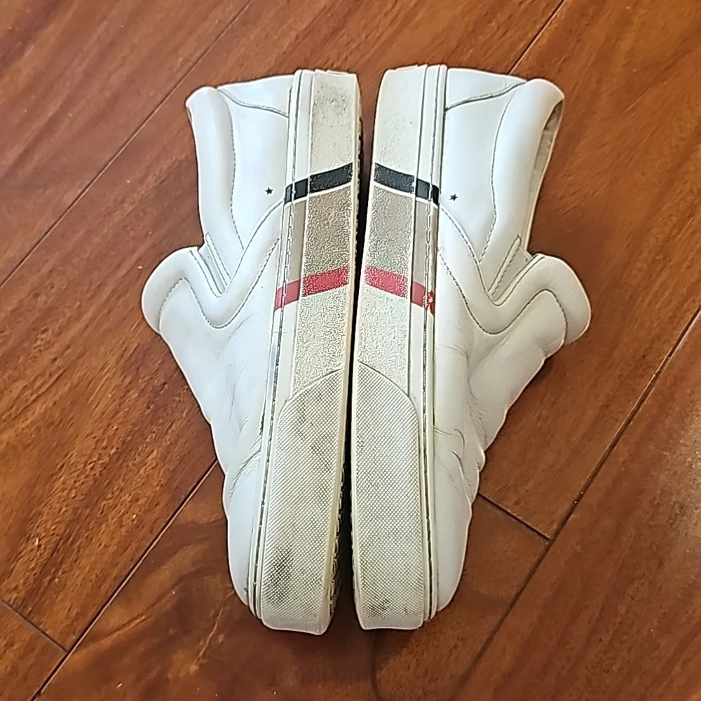 Burberry Women's White Leather Slip On Sz 37 1/2 or Size 7 - Picture 12 of 13